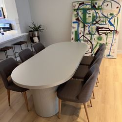 Modern Oval Dining Table Beautiful Neutral Color - Free Delivery ✅ New Oval Dining Table 