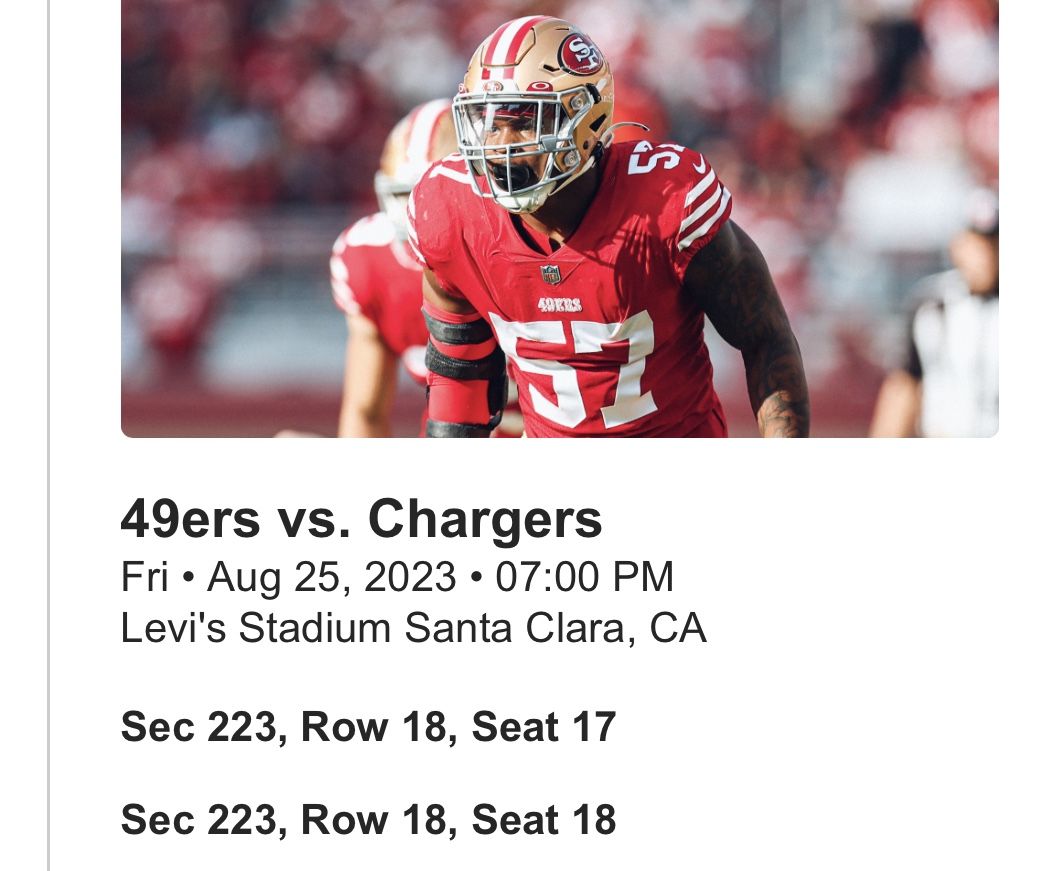 49ers Vs Chargers Preseason Tickets