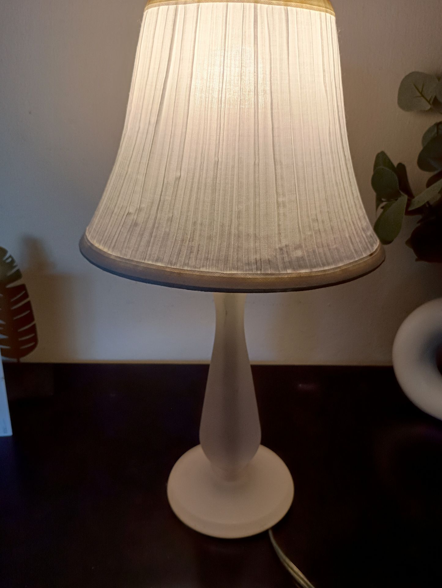 White Lamp with Clear Base and White Shade.