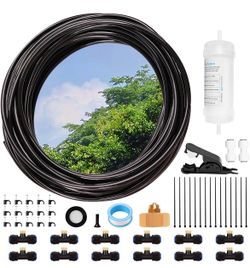 Misting Cooling System, 36FT (11M) Misting Line + 12 Brass Mist Nozzles + Water Filter + Adapters