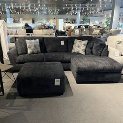 Grey 2pc Chaise Sectional couch 