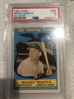 1959 Topps Mickey Mantle all-star card original and graded