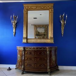 Pair of Mid-Century French Louis XVI Bronze Five-Arm Wall Sconces