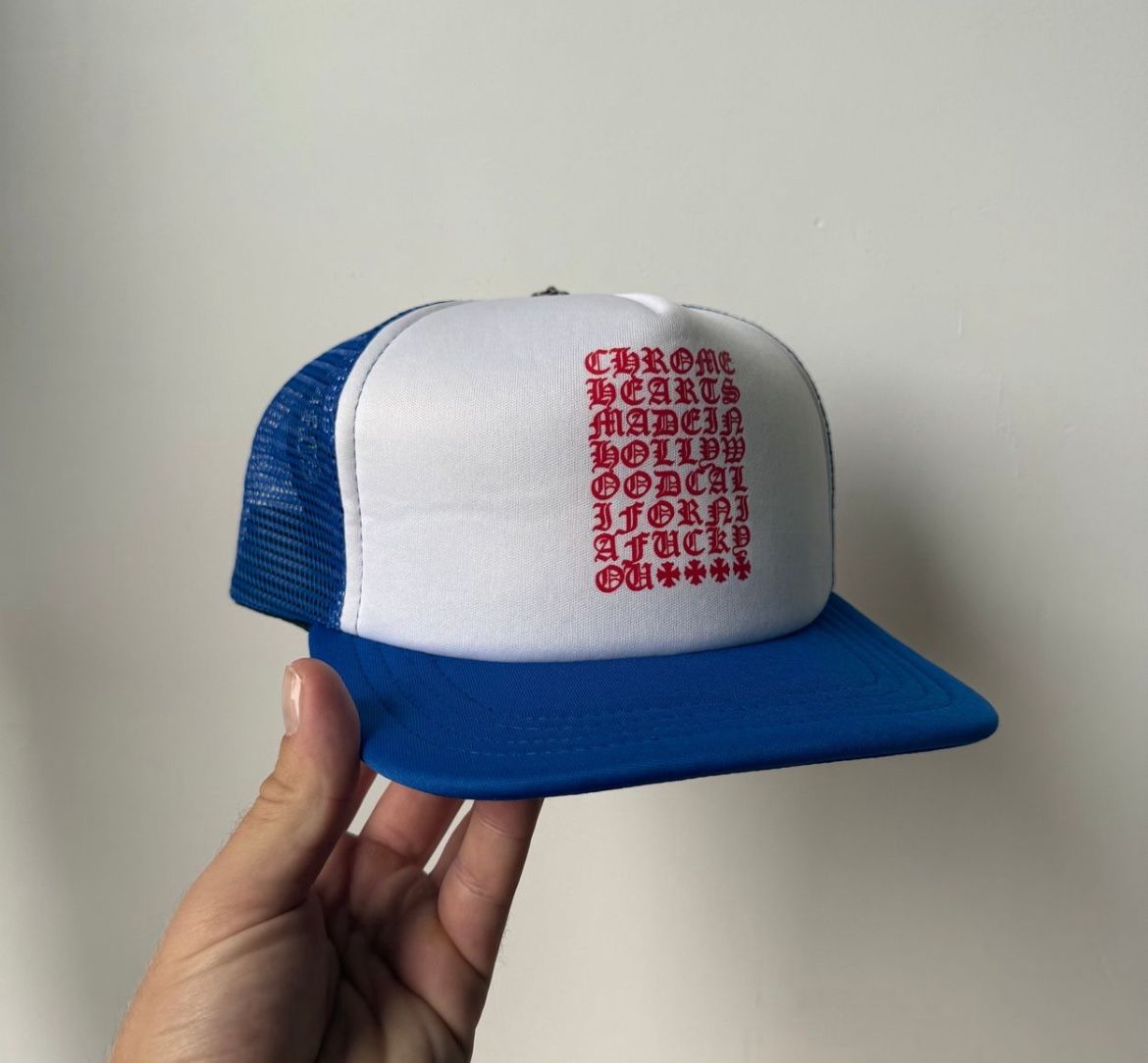Blue Chrome Hearts Trucker Hat Brand New