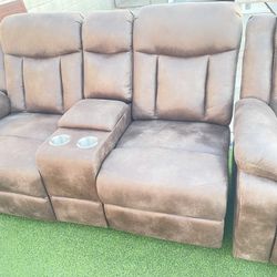 Brown New  Leather Suede Couches Manuals
