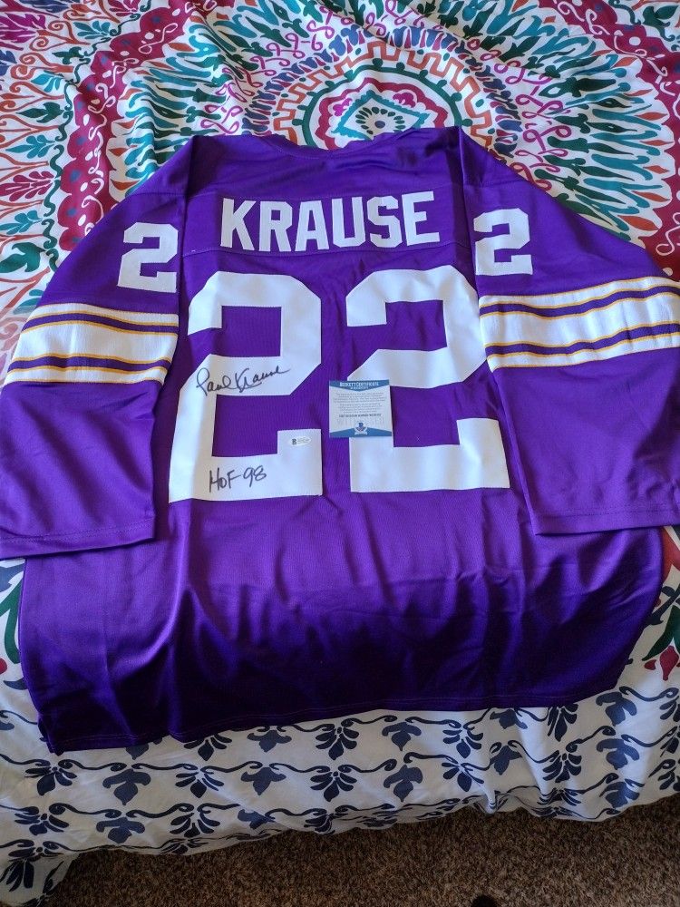 Paul Krause Autographed Jersey Hall Of Fame 98