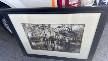 Framed Paris Metropolitain Black & White Photo Print