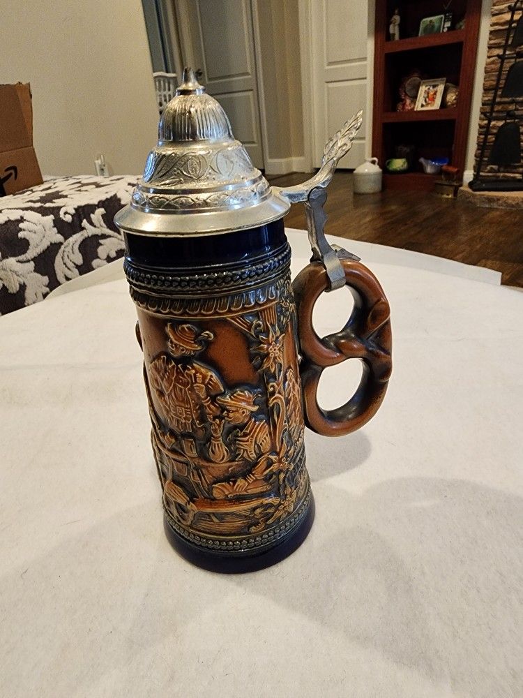 VINTAGE Gerzit Gerz GERMAN Lidded Beer Stein West Germany 9.5 INCHES TALL