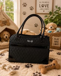 Pet Life Black Exquisite' Handbag Fashion Pet Carrier, 14.6" L X 6.7" W X 10.6" H