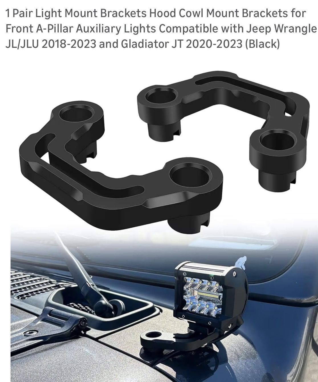 Light Mounting Bracket Hood 2018-2023 Jeep Wrangler JL/JLU 2020-