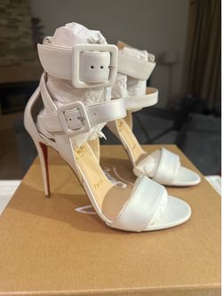 Christian Louboutin Multipot 100 Nappa Sandal Ankle Strap Open Toe Size 36.5