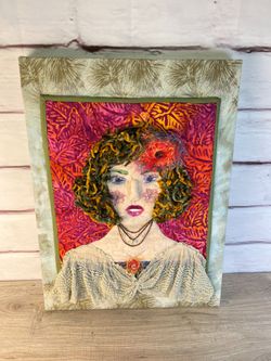 Unique Original Textile Quilted Art Portrait Woman