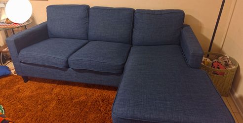 Blue Sectional Sofa with Reversible Chaise