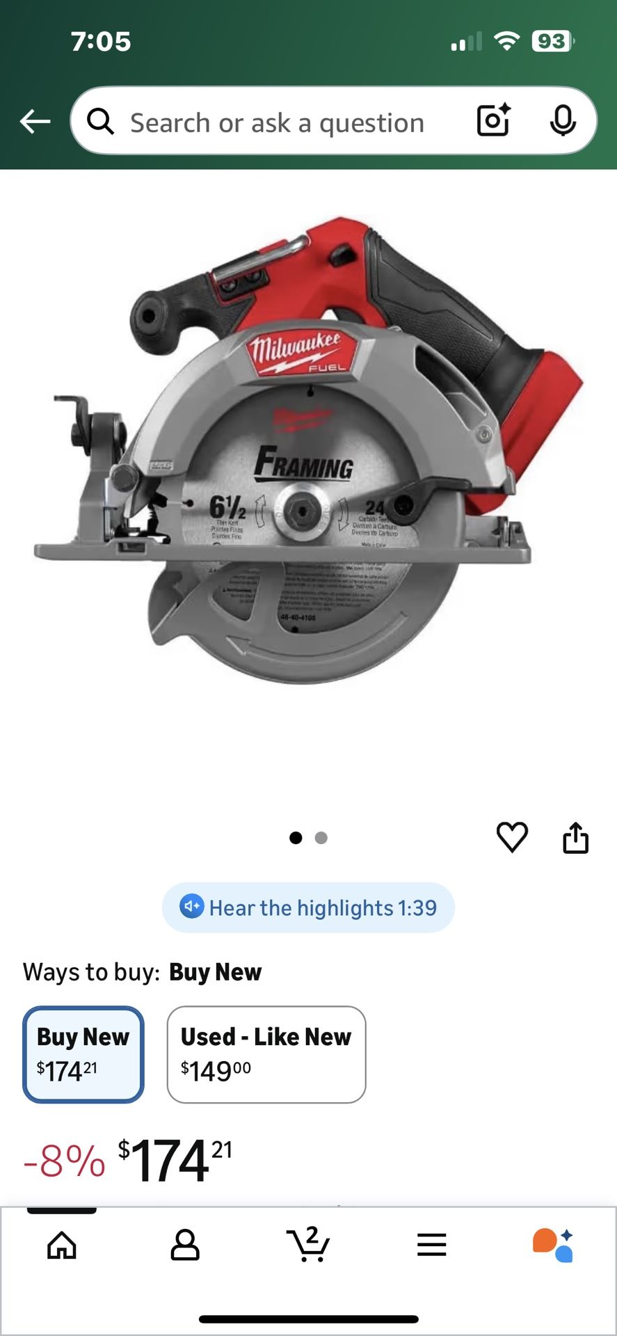 Milwaukee M18 FUEL 18V Lithium-Ion Brushless Cordless 6-1/2 in. Circular Saw (uTool-Only)