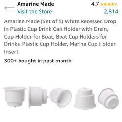 New In Box.  Set Of 5 Cup Holders For Boat ( R/v As.well I'm sure) See Photo's.  Cash Pickup Only 