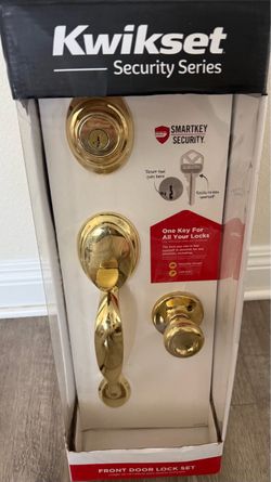 Kwikset Dakota Polished Brass Keyed Entry Single Cylinder Door Handleset with Tylo Doorknob Featuring Smartkey
