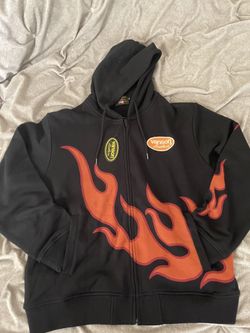 Rare Vintage Vanson Leather Flame Zip Up XL