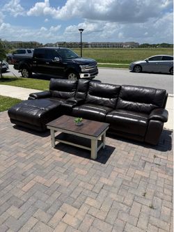 Leather Recliner couch with chaise