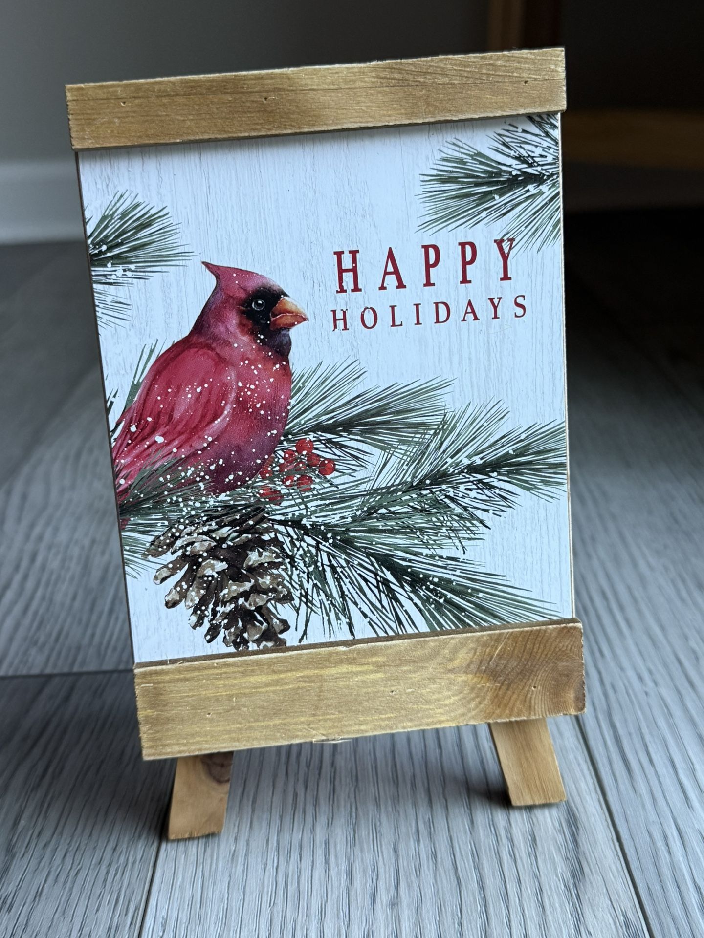 Christmas Cardinal Table Easel Decoration 8” Tall
