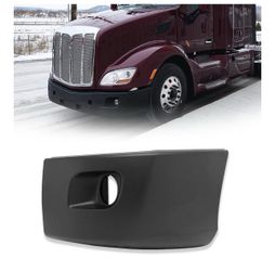 Bumper Corner with Fog Light Hole fit for 2013-2022 Peterbilt 579 Semi Truck Left Side Black(Driver)