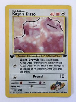 Koga’s Ditto 1st Edition Rare Holo Gym Heroes Collection WOTC #10 Pokémon