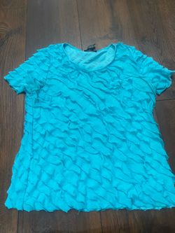 Women’s teal blue Ruffle layer shirt size large by notations #20
