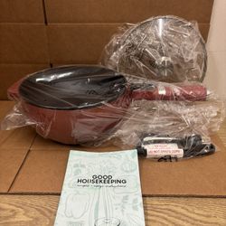 New 3QT Portable Electric Cookpot with Lid Red