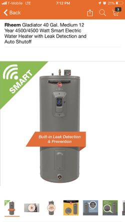 Rheem 40gal Electric water heater smart