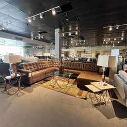 Caramel 4PC Leather Chaise Sectional Couch