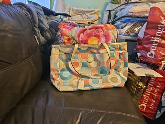 Coach Rare Snap Head Multicolor  Scarf Print  Diaper Bag