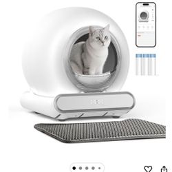 Self Cleaning Litter Box, Integrated Safety Automatic Cat Litter Box Self Cleaning 65L+9L for Multiple Cats, App Control, Odor Removal, Includes Mat &