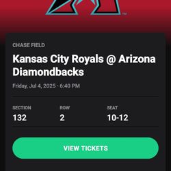Diamond Back Tickets 3 Total. Post Game Fireworks 