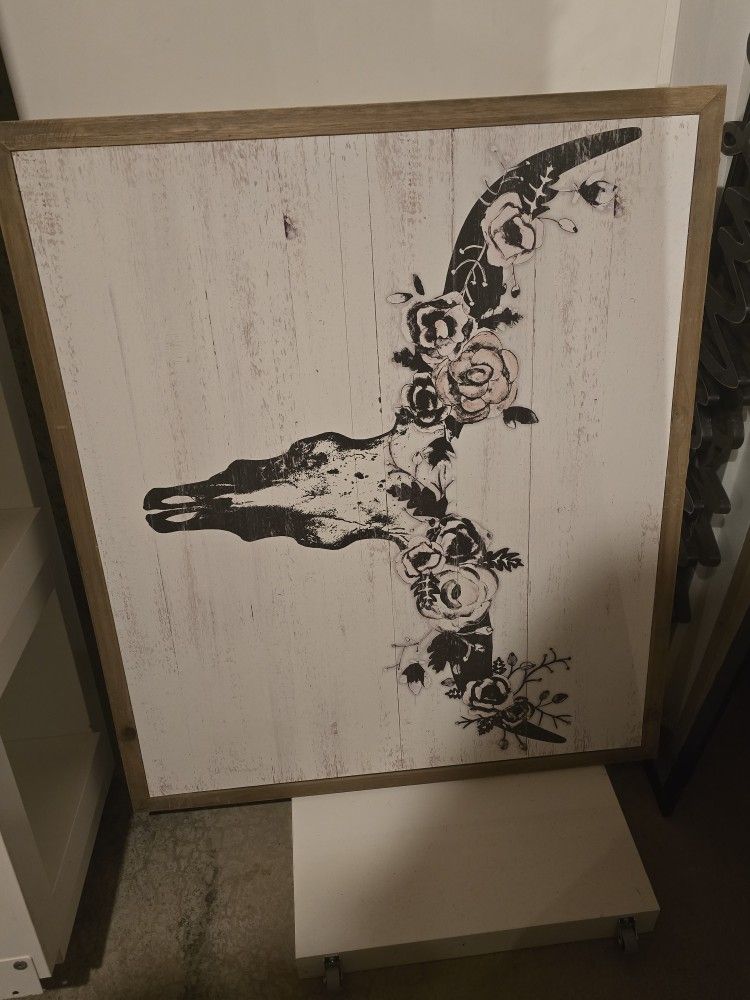 Rustic Bull Skull With Flowers Photo