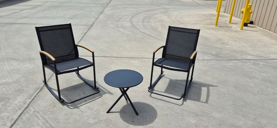 3-Piece Outdoor Rocking Chair and Side Table Set