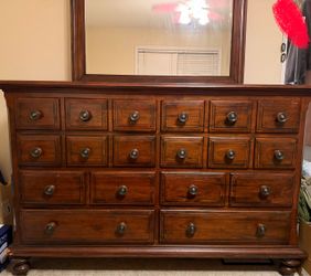 Large Wood Dresser with Mirror