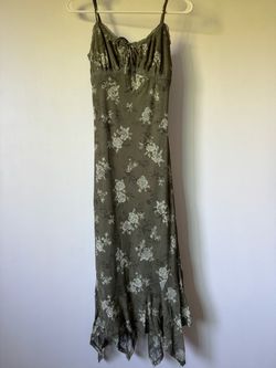 Olive Green Floral Maxi Slip Dress