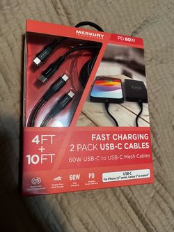 Merkury 2-Pack USB-C Fast Charging Cables 4ft & 10ft