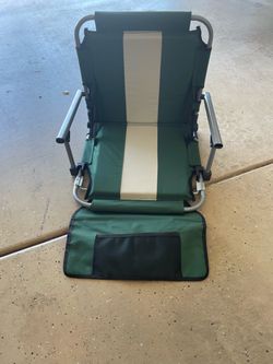 Folding Stadium Seat with Arms - Green/Tan