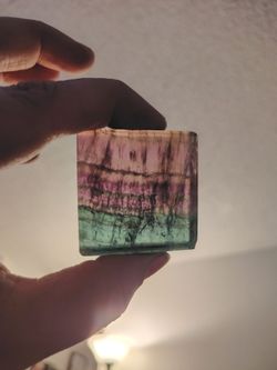 Purple and Green Flourite square w/rainbows