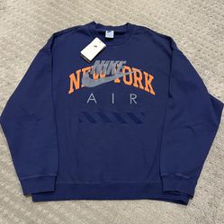 Nike Air New York Oversized Crewneck Sweatshirt Navy Blue HQ1101-492 Mens Size L