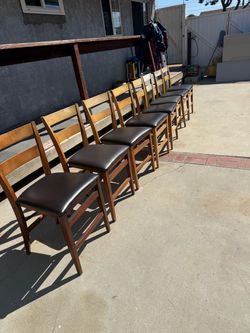 Set of 8 Foldable Wood Dining Chairs – Padded Black Seats
