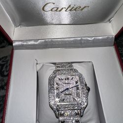 Square Stainless Steel Iced Out Diamond Watch 