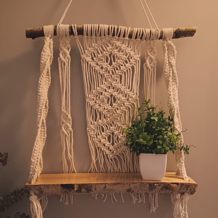 Macrame Birch Shelf