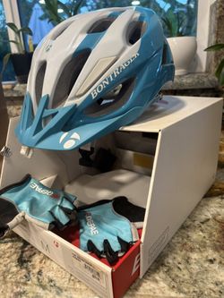 Biking / Cycling Womens Bicycle Helmet And Gloves Like New With Box Bontrager Quantum Women’s Helmet M Size Plus Gloves M Size Bike 