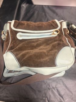 Brown Suede and Light Blue Leather Shoulder Bag juicy couture