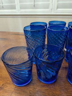 12 Cobalt Blue Drinking Glasses 