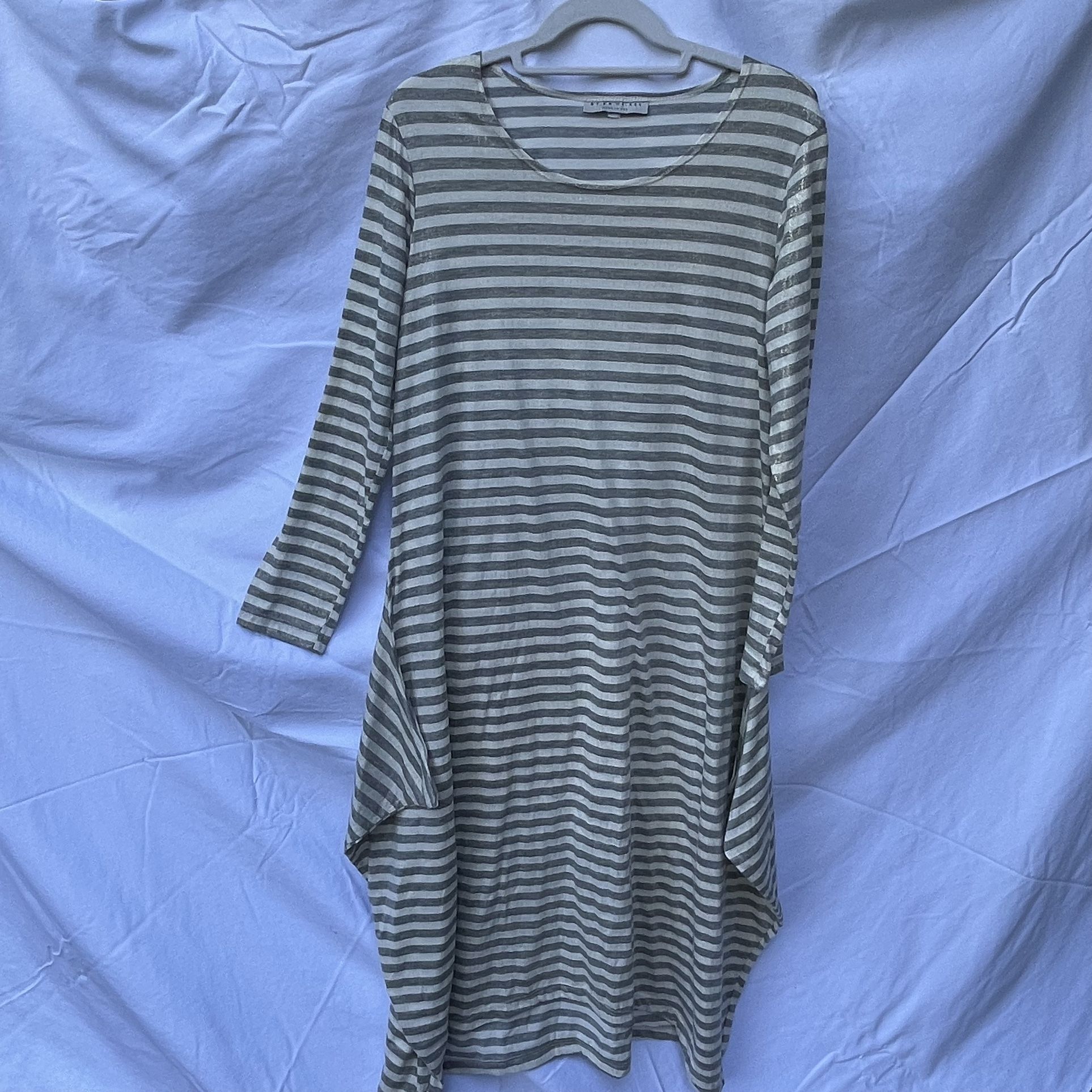 Gray and White Striped Bryn Walker Dress