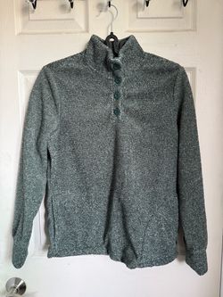 Women’s Cozy Knit 1/4 Button Fleece Pullover – Heathered Dark Green