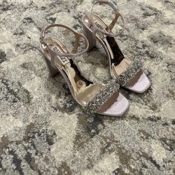 Badgley Mischka Teenie High Block Heel Sandal, Soft Lavender, Size 7.5