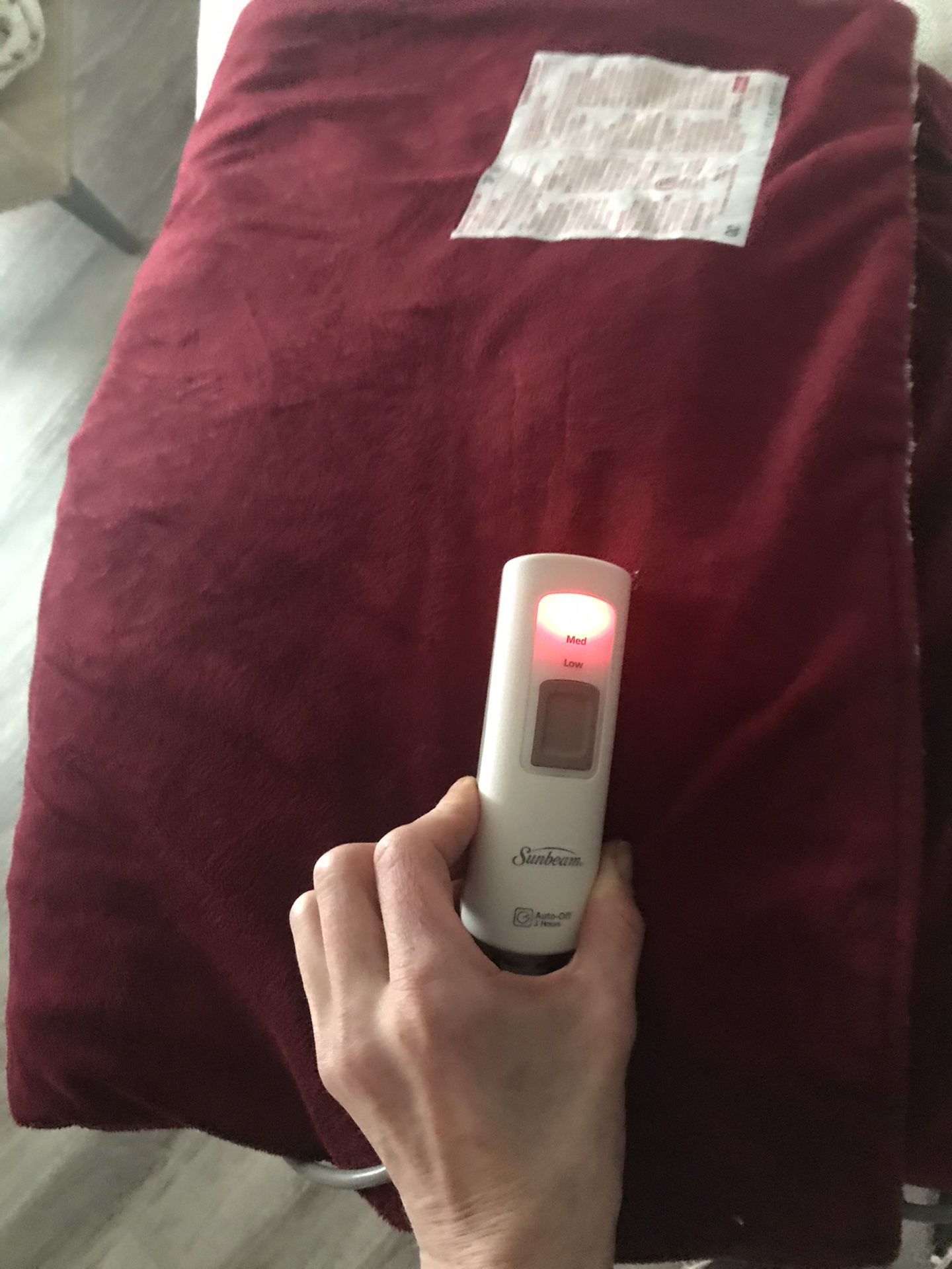 Wine colored washable electric blanket